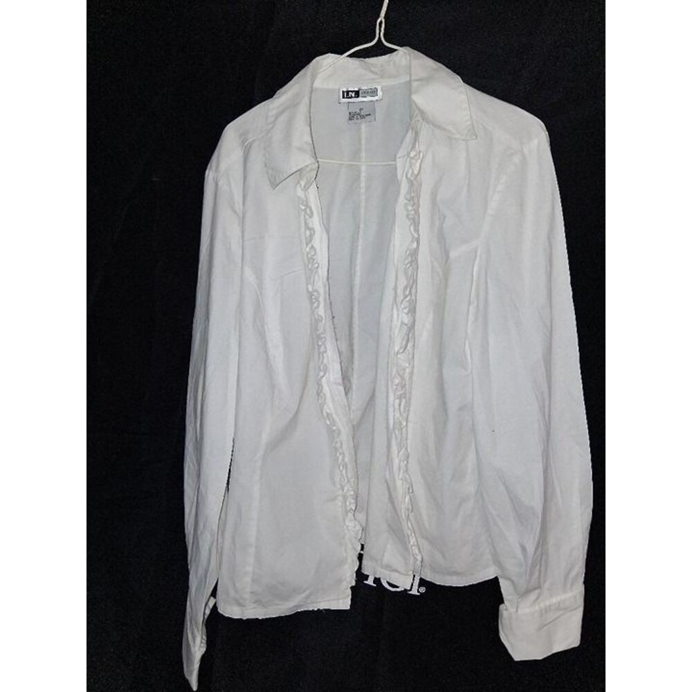 I.N. Studio White Long Sleeve Womens Blouse Size 2X